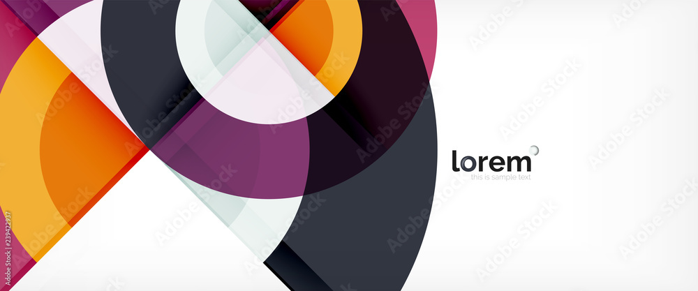 Modern geometric circles abstract background, colorful round shapes with shadow effects Modern geometric circles abstract background, colorful round shapes with shadow effects