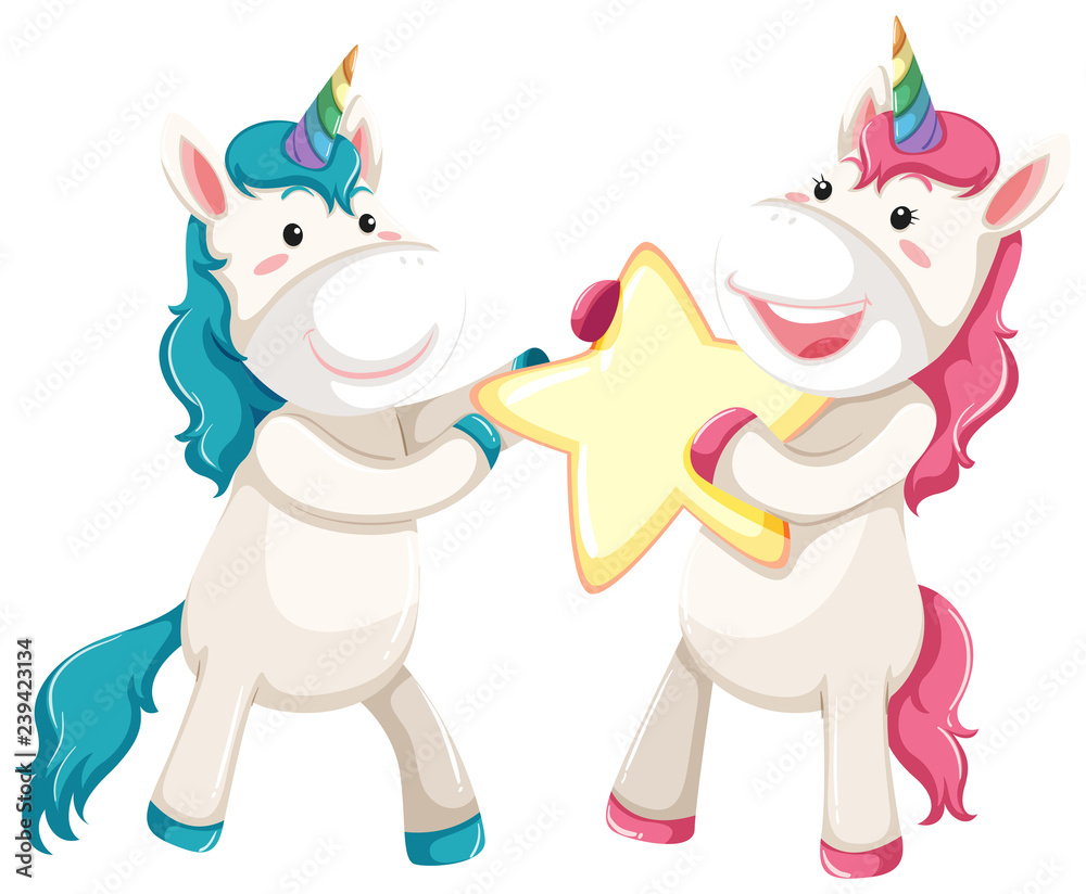 Fototapeta Cute unicorn holding star