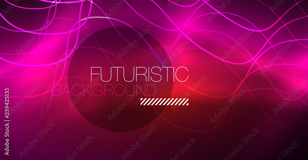 Abstract shiny glowinng color wave design element on dark background - science or technology concept Abstract shiny glowinng color wave design element on dark background - science or technology concept