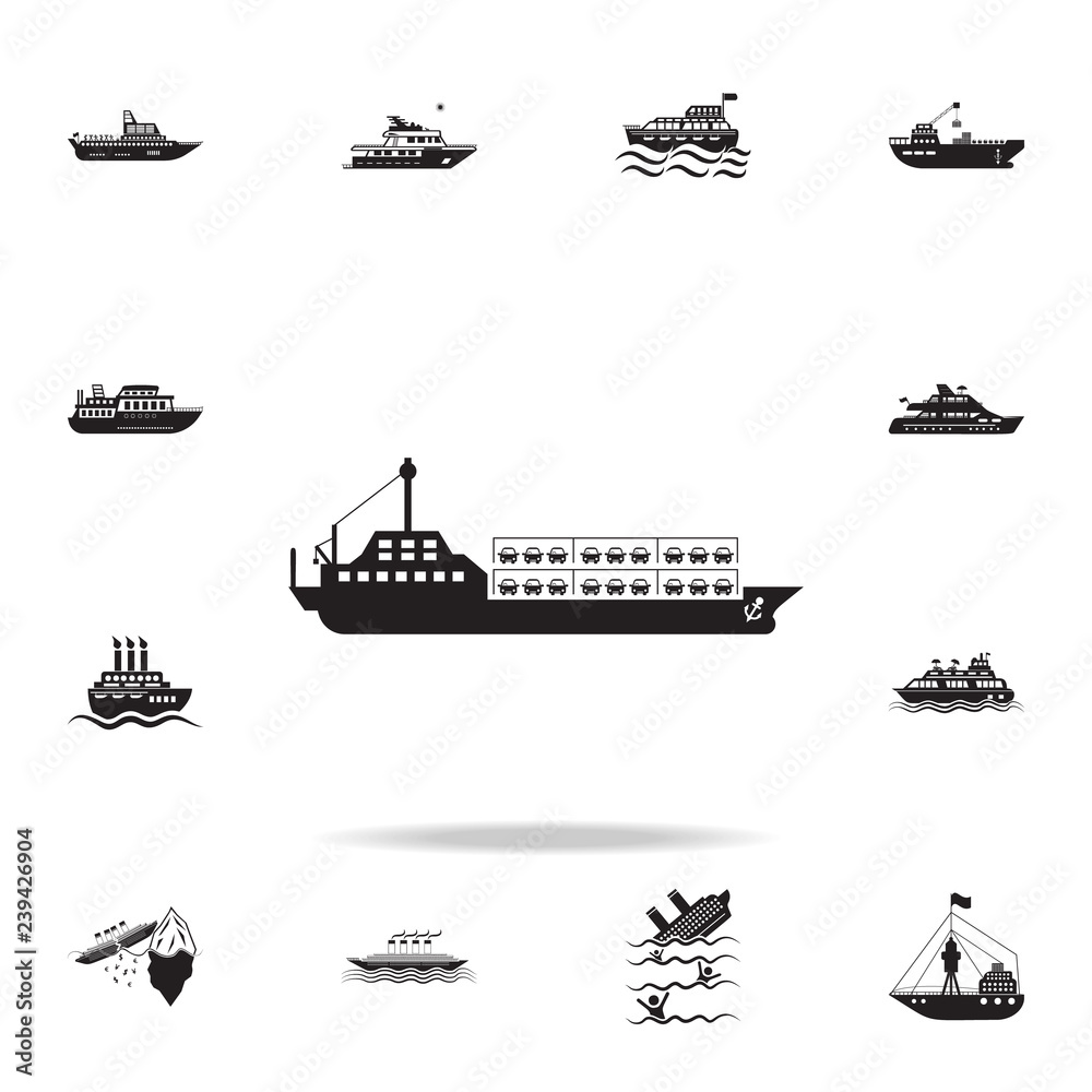 ship carrying cars icon. Detailed set of ship icons. Premium graphic design. One of the collection icons for websites, web design, mobile app