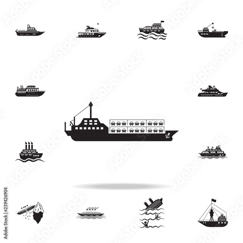 ship carrying cars icon. Detailed set of ship icons. Premium graphic design. One of the collection icons for websites, web design, mobile app