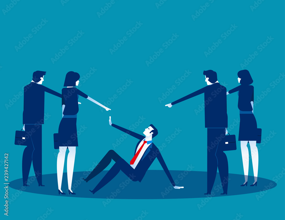 Business people pointing to penalty in the team. Concept business vector, Teamwork, Blaming, Bullying. Business people pointing to penalty in the team. Concept business vector, Teamwork, Blaming, Bullying.