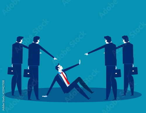 Business people pointing to penalty in the team. Concept business vector, Teamwork, Blaming, Bullying.