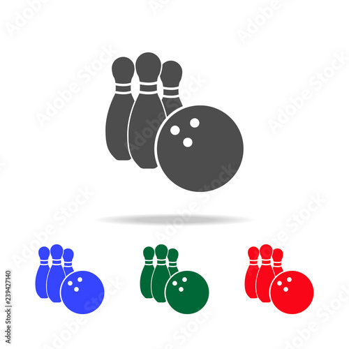 Bowling and bowling ball  icons. Elements of sport element in multi colored icons. Premium quality graphic design icon. Simple icon for websites, web design, mobile app photo