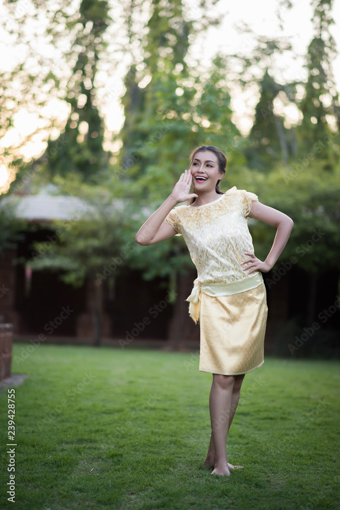 Beautiful Woman wearing typical Thai dress Beautiful Woman wearing typical Thai dress