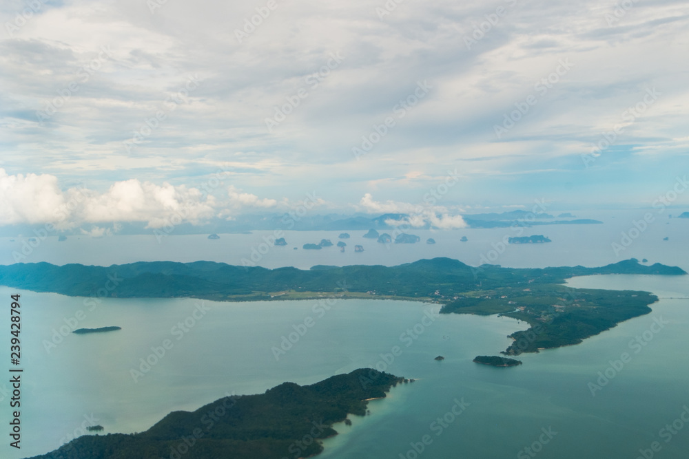 Beautiful island in Phuket with view from the sky.
