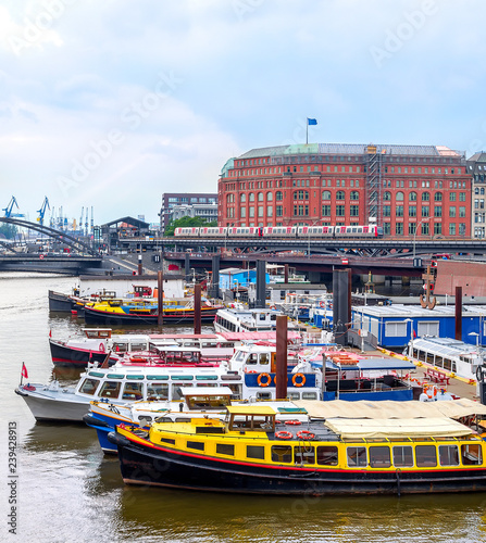 Motor boats in Hamburg port