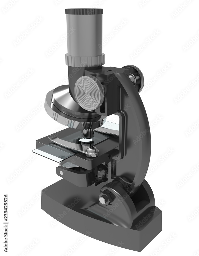 Microscope 3d illustration isolated on the white background Microscope 3d illustration isolated on the white background