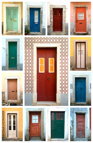 Photography Collage of colorful doors in Libon in Portugal