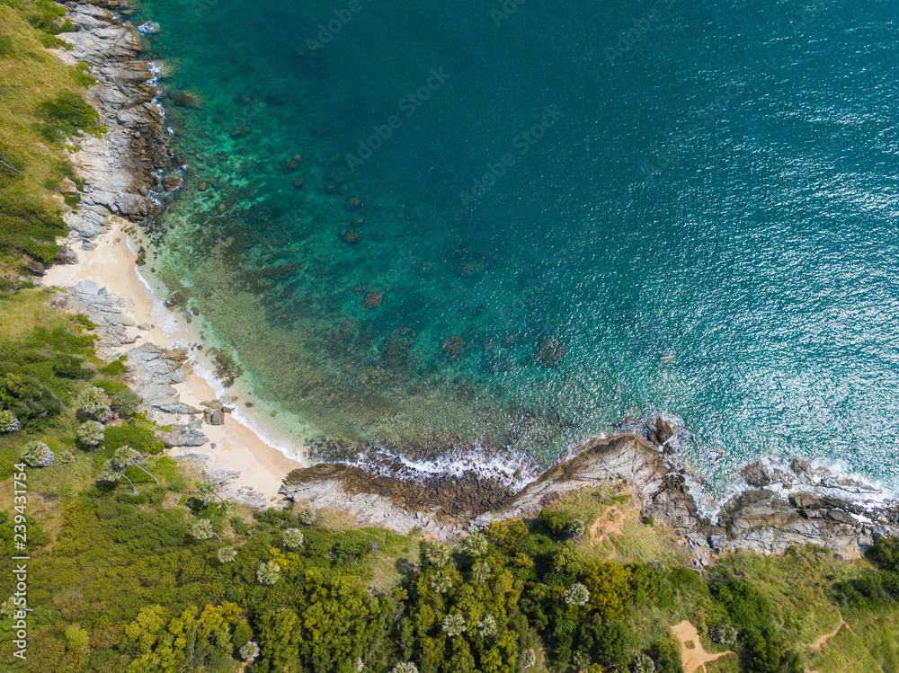 Aerial view of Promthep cape famous landmark of Phuket Aerial view of Promthep cape famous landmark of Phuket