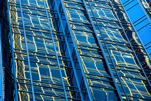 Abstract window reflections look like calligraphy in downtown Pittsburgh, Pennsylvania. photo