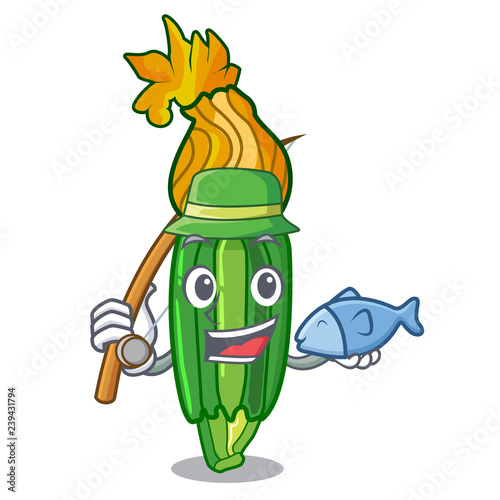 Fishing flowers character on a zuchini funny