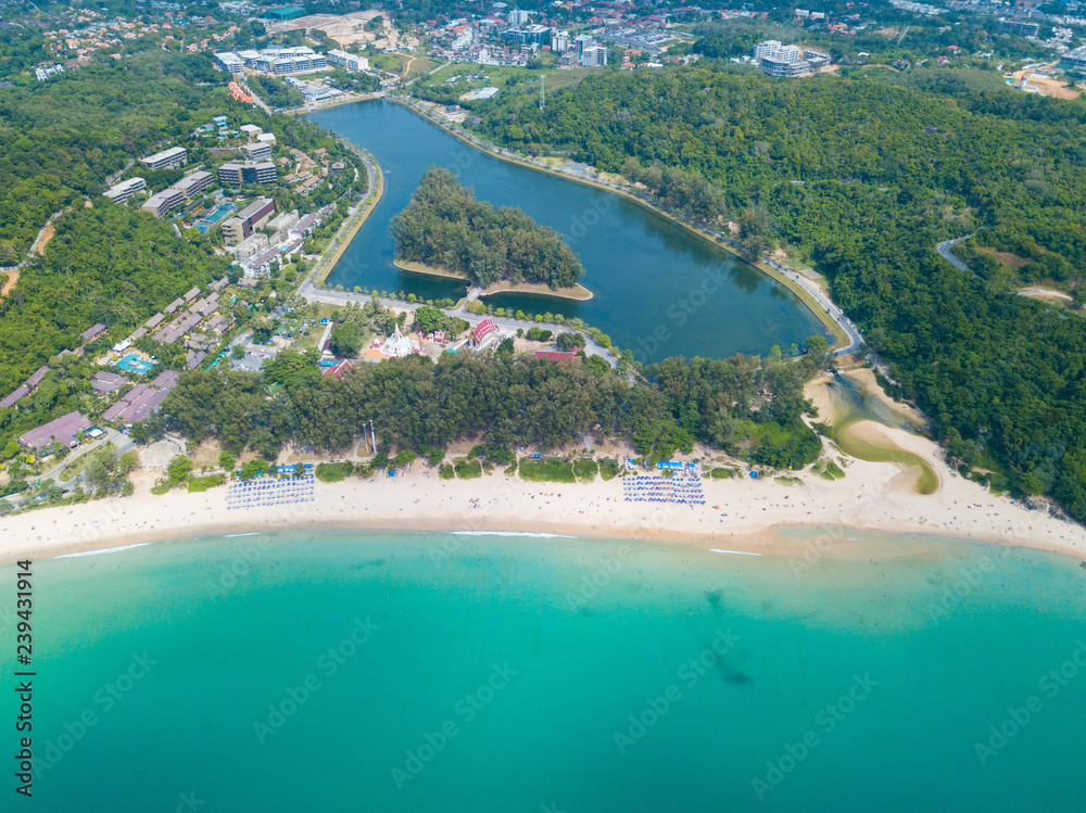 Aerial view of Nai Harn beach Phuket