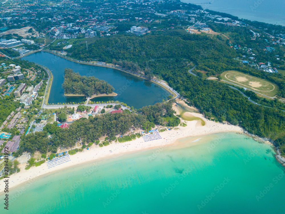 Aerial view of Nai Harn beach Phuket