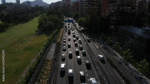 Traffic jam drone shot photo