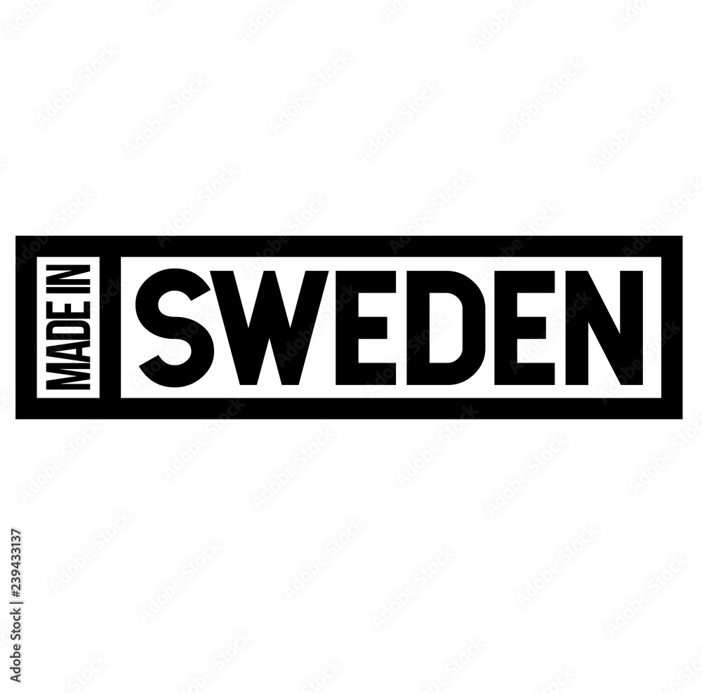 Made in Sweden label on white