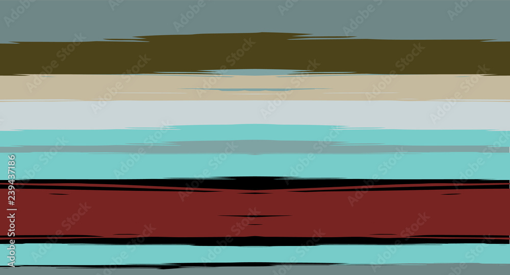 Obraz premium Brown, Gray, Green Vector Seamless Summer Pattern Narrow Sailor Stripes. Trendy Textured Horizontal Hipster Lines, Paintbrush Male Fabric Design. Vector Watercolor Seamless Stripes Track Background.