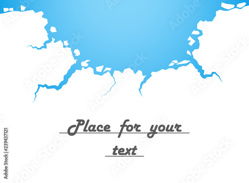 White ice, cracks, blue water. The Destruction, The Abyss. Vector illustration with space for your text.