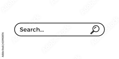 Search bar graphic design element. Vector line illustration. Isolated ui template