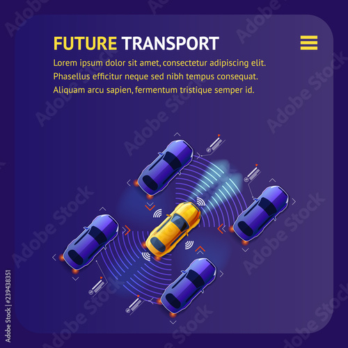 Future Transport Banner. Intelligent Cars Traffic.