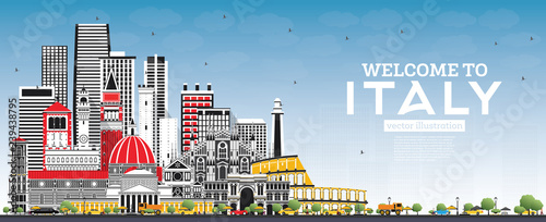 Welcome to Italy Skyline with Gray Buildings and Blue Sky.