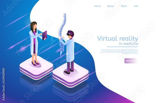 Isometric Banner Virtual Reality in Medicine 3d
