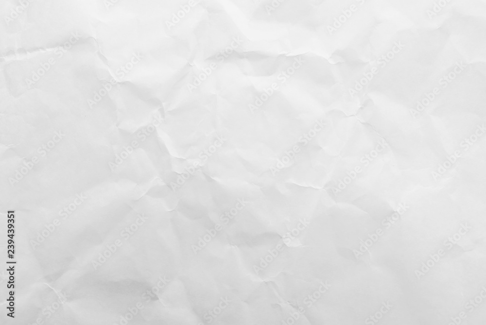 White crumpled paper texture background. Close-up.