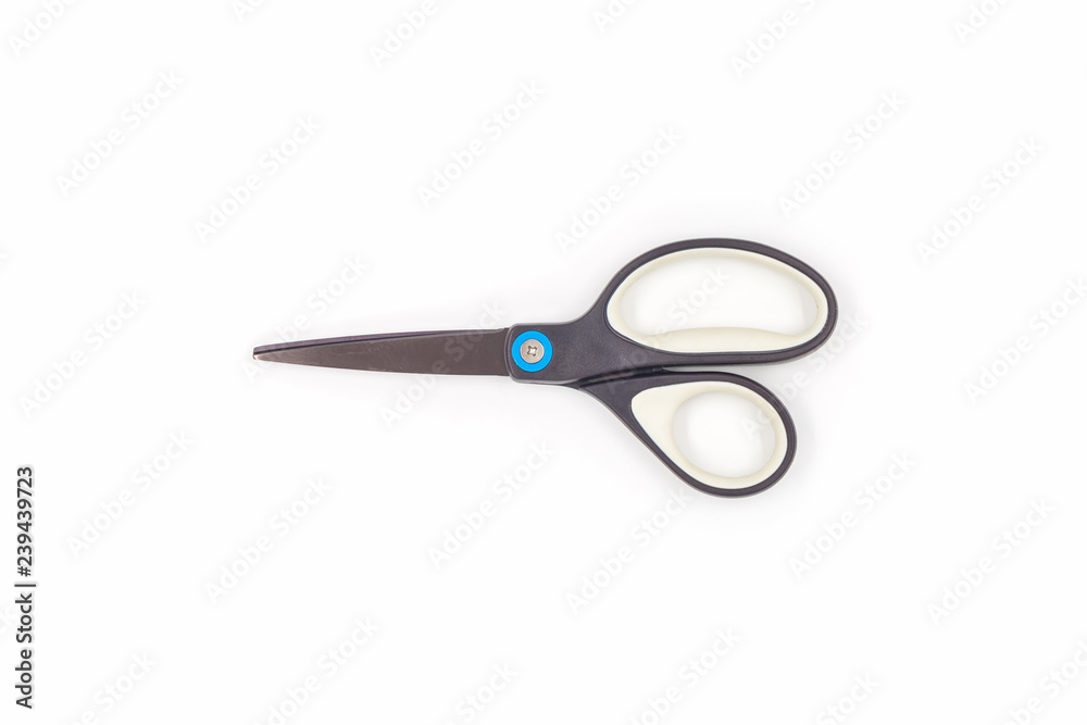 Single black steel scissors isolated. Single black steel scissors isolated.