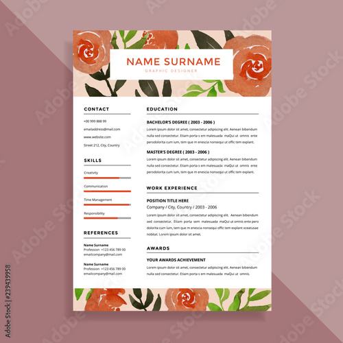 Profesional clean resume cv template design