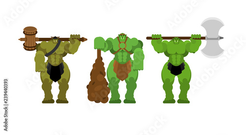 Ogre warrior Army set. Green goblin Strong. berserk Troll