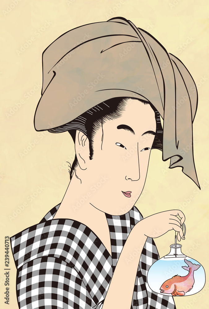 金魚鉢を下げる女 Stock ベクター Adobe Stock