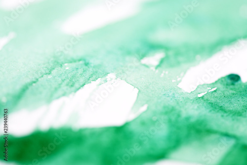 Abstract green watercolor on white as texture and background