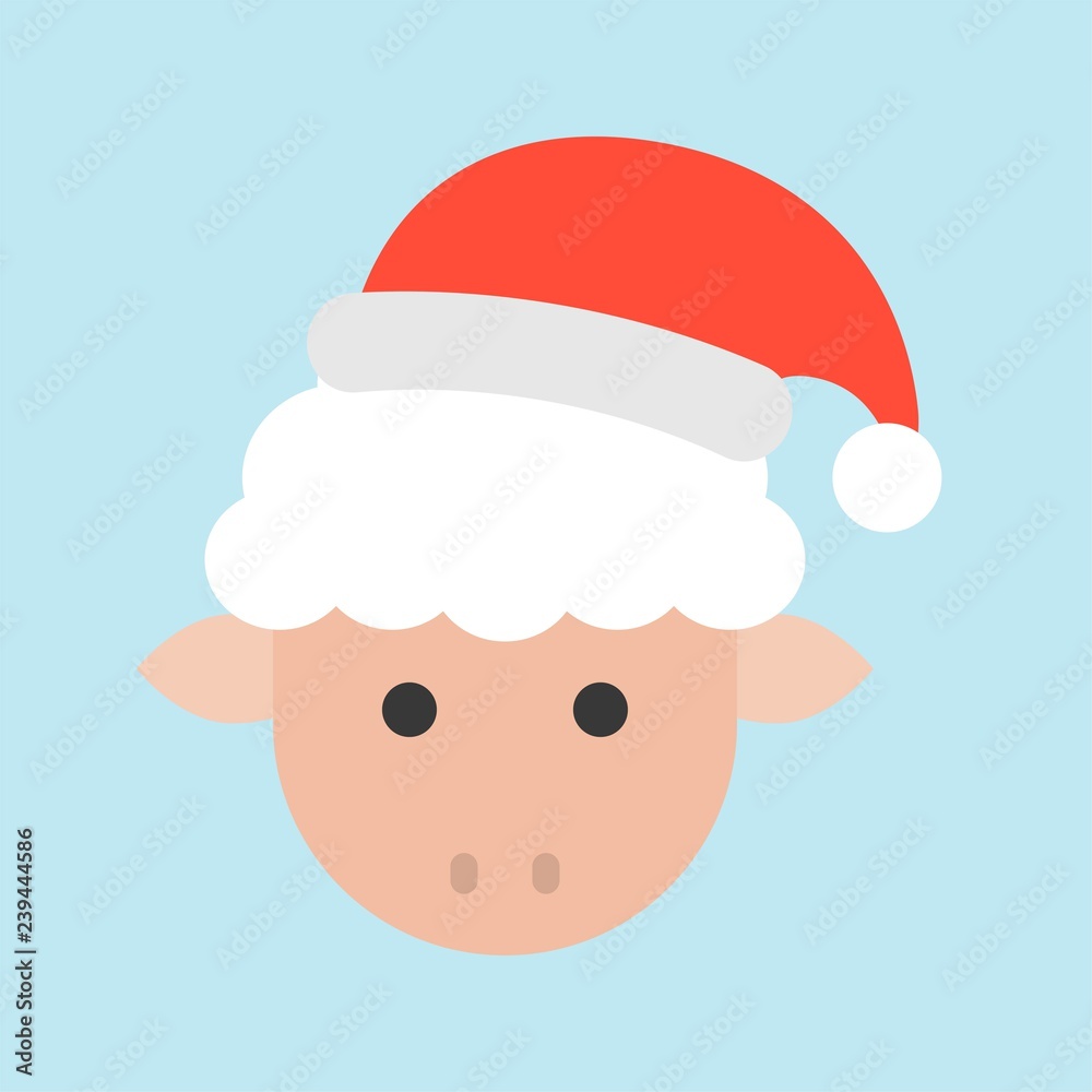 sheep wearing santa hat, xmas character icon sheep wearing santa hat, xmas character icon
