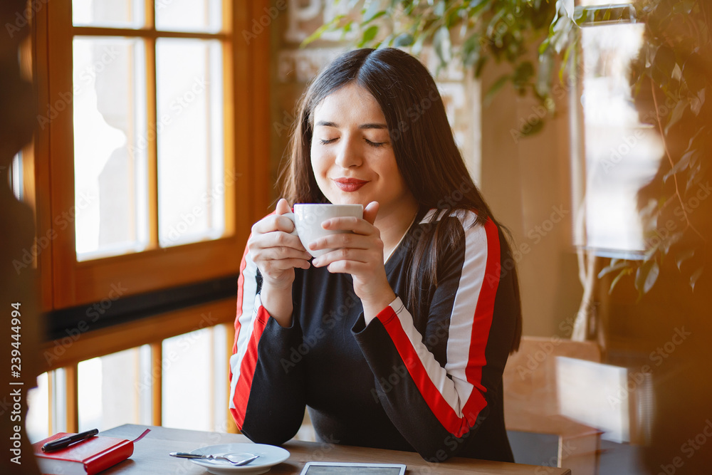 Businesswoman in a cafe Businesswoman in a cafe