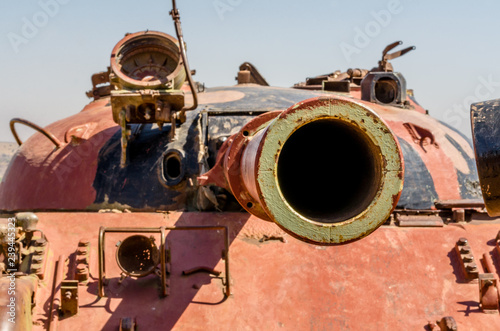 Staring down the barrel of a Syrian T62 tank's gun on the Valley of Tears in Israel from the Yom Kippur War photo