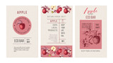 Eco bar template. 3 banners with hand drawn apples