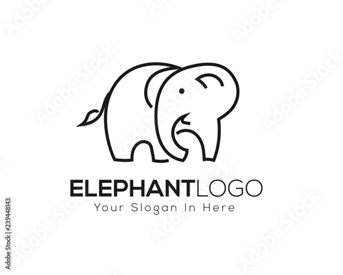 Line art elephant looking back logo design inspiration