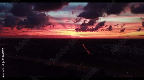 Beautiful sunset in South Florida with a fire sky. photo