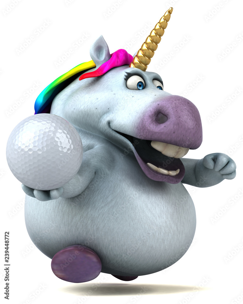 Naklejka premium Fun unicorn - 3D Illustration