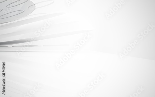 White smooth abstract architectural background. 3D illustration and rendering