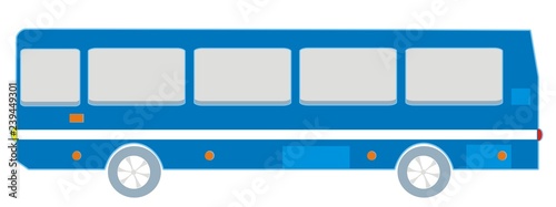 Silhouette of bus, vector icon, blue color. Single object on white background. Isolated object.