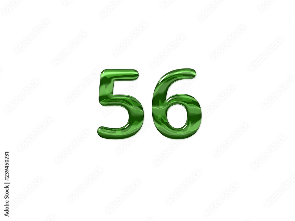 Green Number 56 isolated white background Green Number 56 isolated white background
