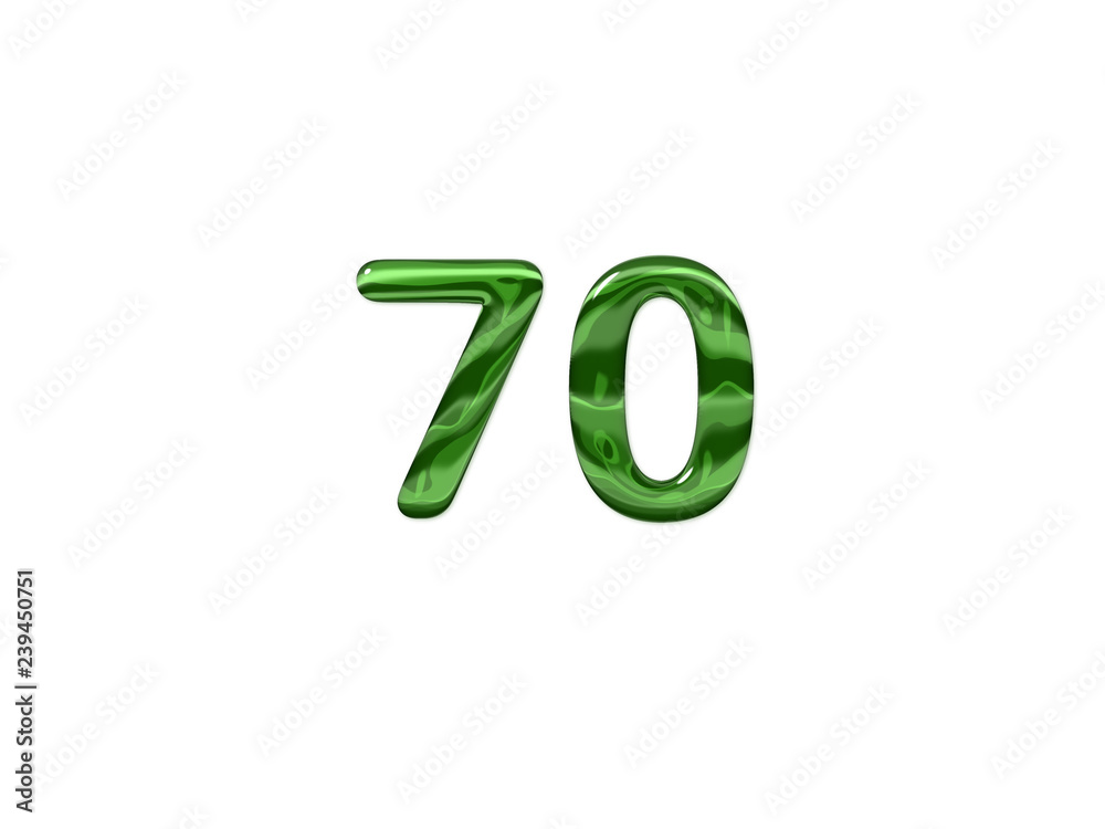Green Number 70 isolated white background Green Number 70 isolated white background