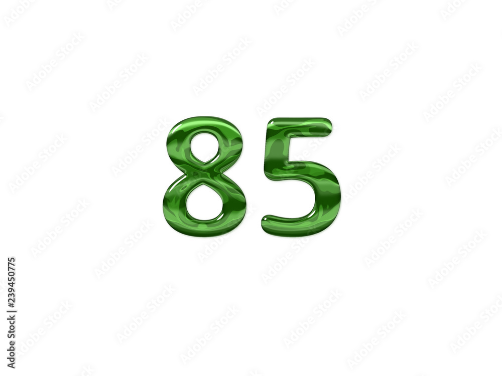 Green Number 85 isolated white background Green Number 85 isolated white background