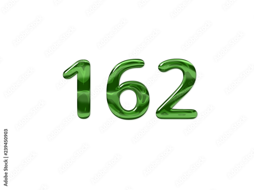 Green Number 162 isolated white background Green Number 162 isolated white background