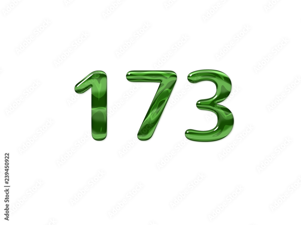 Green Number 173 isolated white background Green Number 173 isolated white background