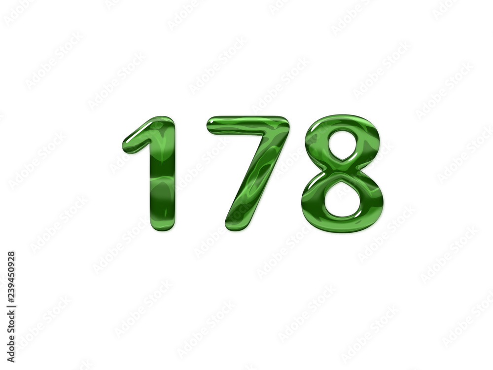 Green Number 178 isolated white background