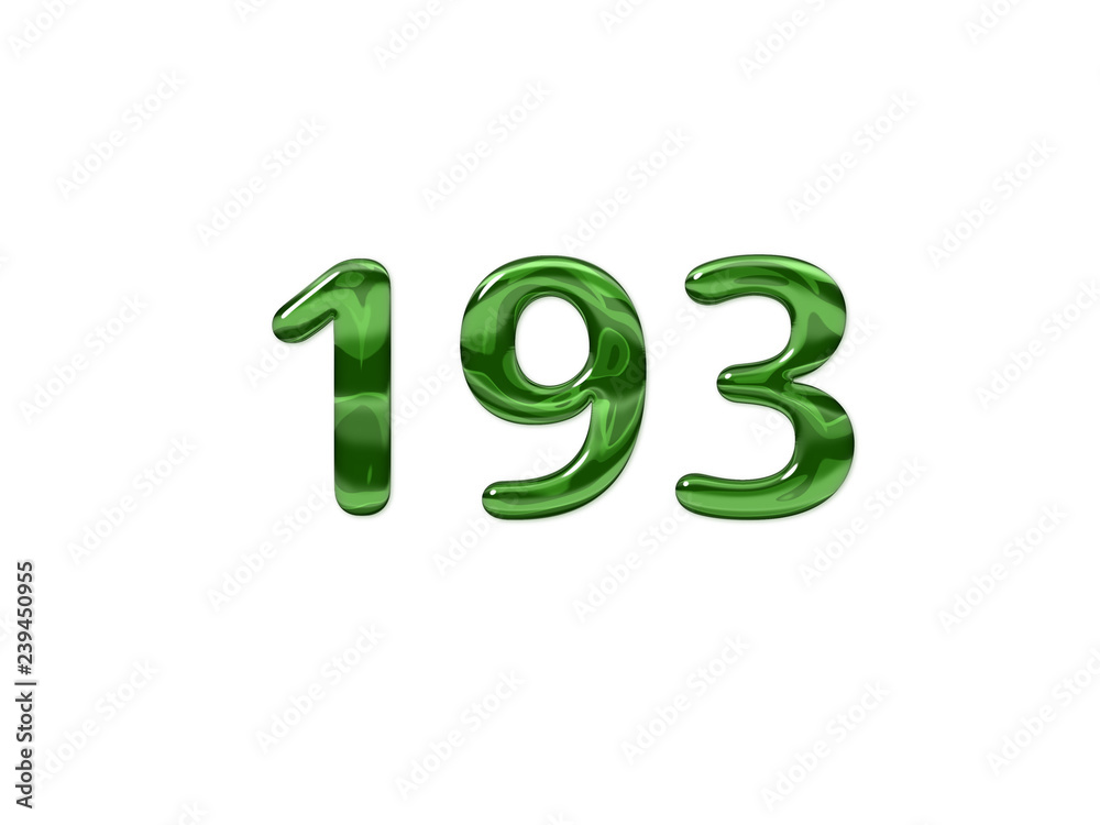 Green Number 193 isolated white background Green Number 193 isolated white background