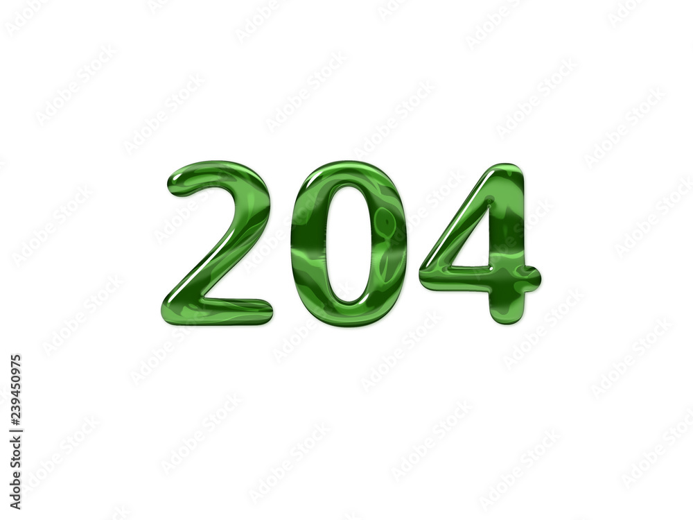 Green Number 204 isolated white background Green Number 204 isolated white background