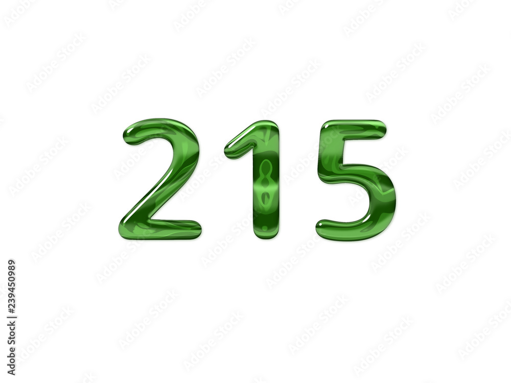 Green Number 215 isolated white background Green Number 215 isolated white background